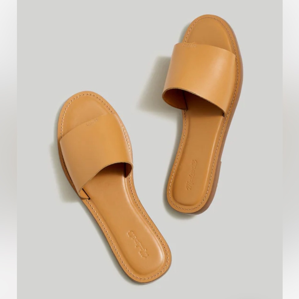 Madewell Boardwalk Post Slide Sandal Desert Camel size 7
